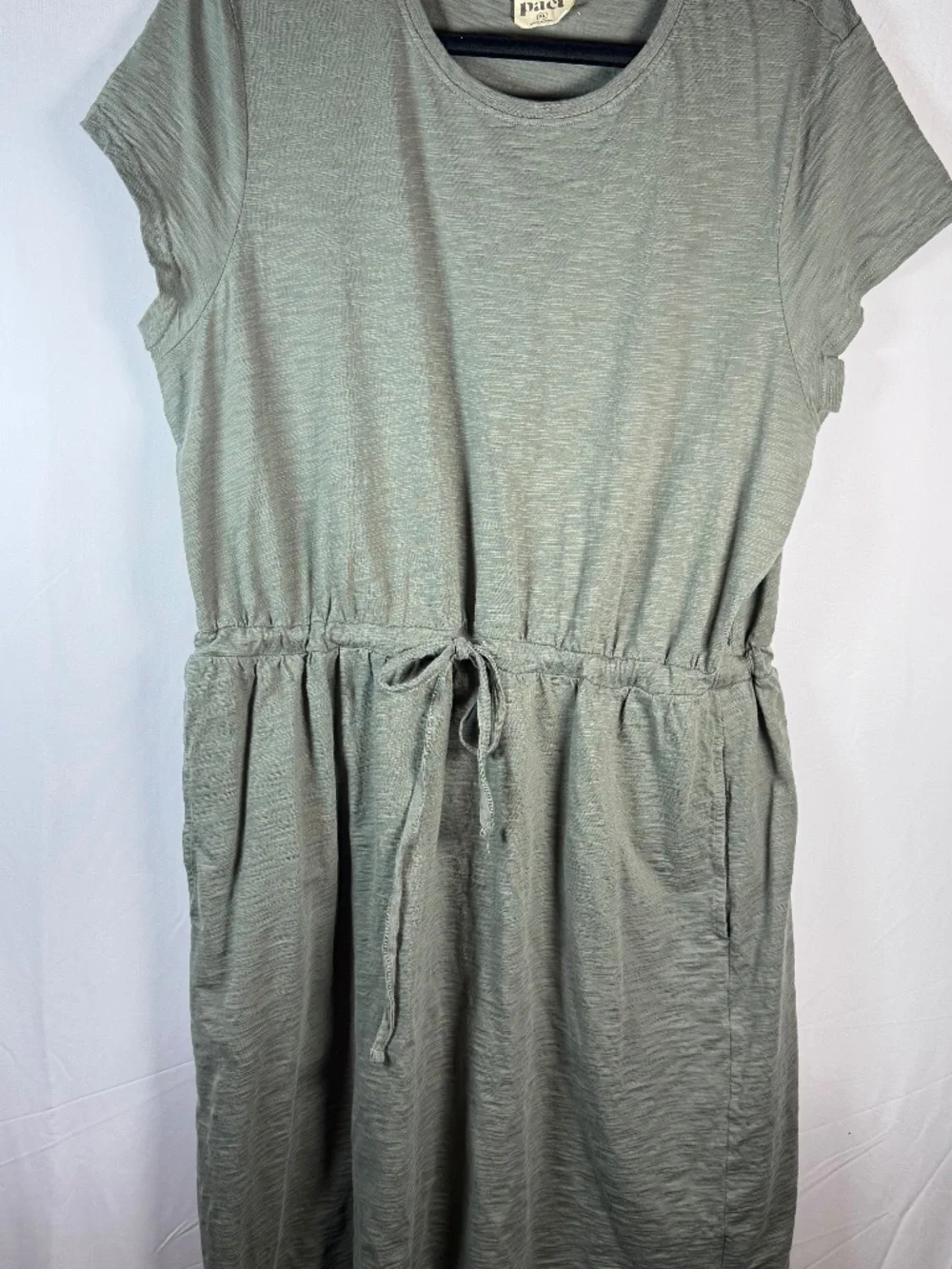 "Pact" certified organic: sage green capped sleeve midi dress; X-Large - Picture 1 of 9